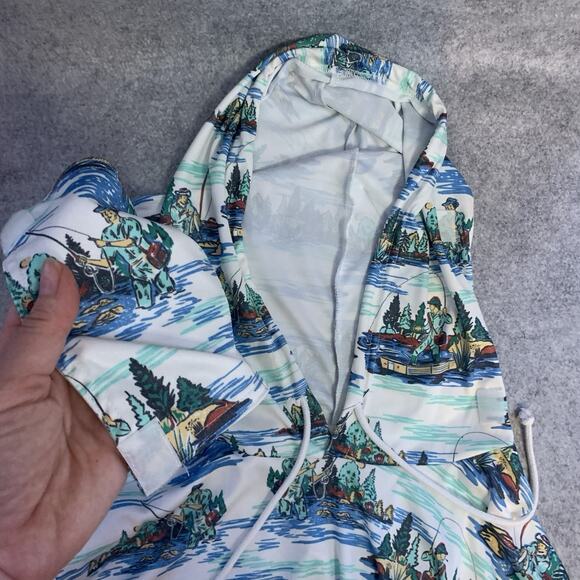 NWT Reel Obsession Sun Shirt, Men's M Pullover Hoodie, Vintage Print Neck Gaiter - Picture 8 of 12